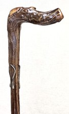 Vintage Antique 1800  Art Deco Sterling Silver Swagger Walking Stick Cane Old