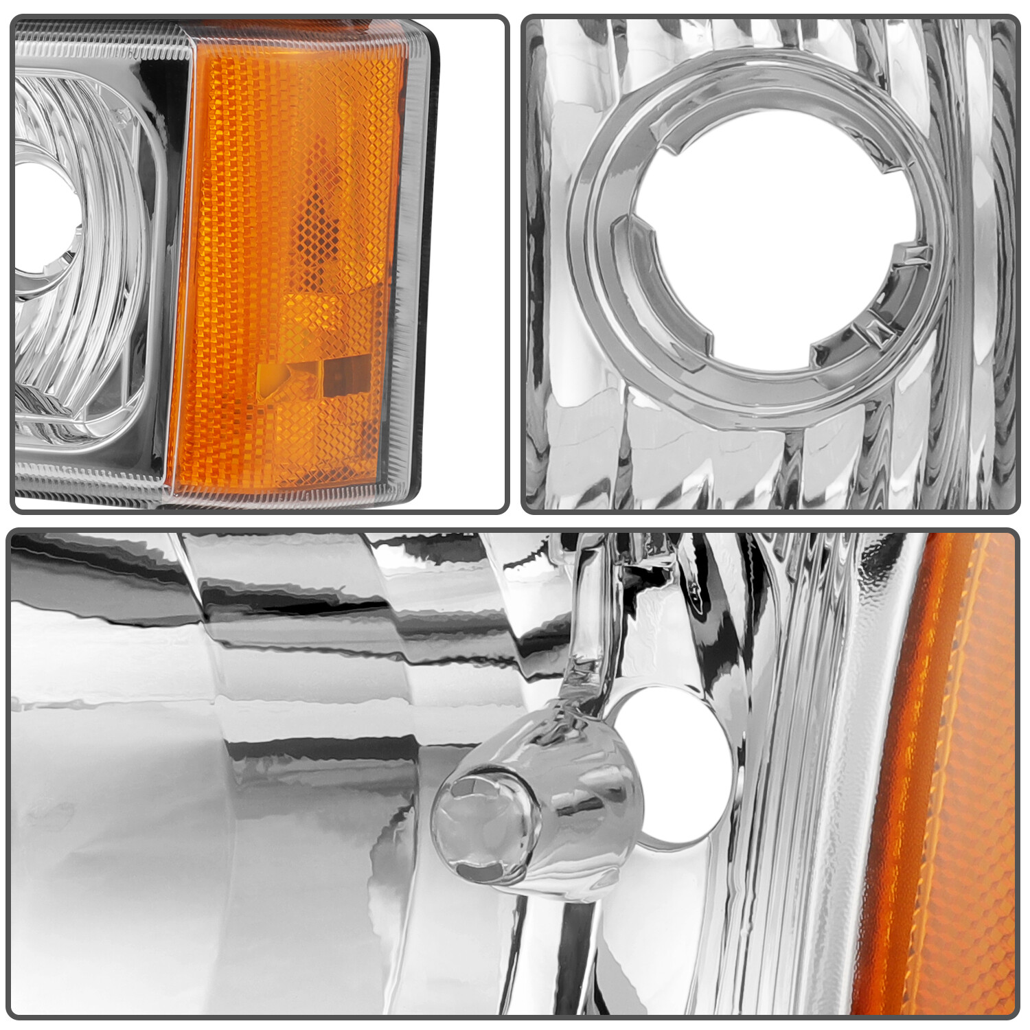 Fits 2003-07 Chevy Silverado Avalanche 1500 2500 Chrome Housing Headlights L+R