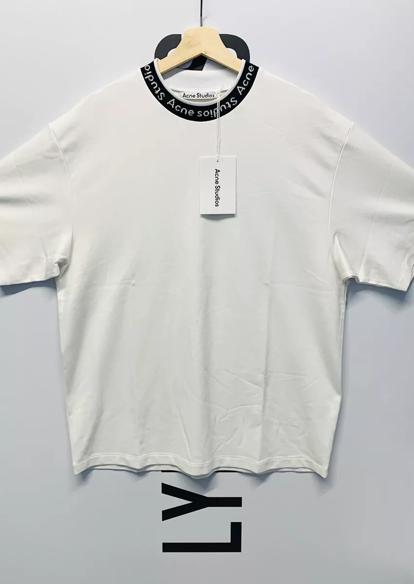 Acne Studios White Relaxed Logo Collar T-Shirt - Size Small - RRP