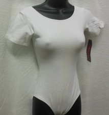 EUROTARD SHORT SLEEVE WHITE LEOTARD COTTON LYCRA CHILD BALLET DANCE New