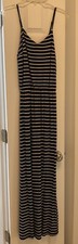 EUC Gap Women's Navy Blue White Striped Viscose Maxi Dress Sz XS Adjust Straps