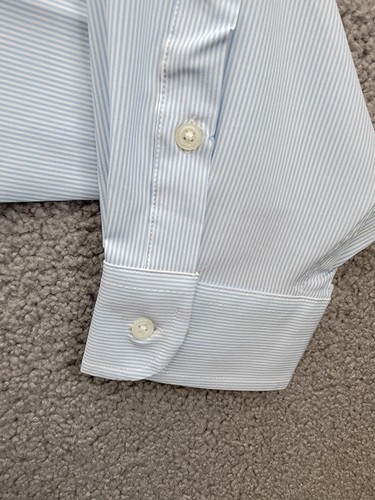 Club Room Regular Fit Traveler Fine Stripe Dress Shirt Men's 18 36-37 Light Blue - Picture 12 of 20