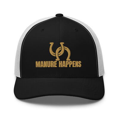 Manure Happens 3D Puff Embroidered Mesh Trucker Hat Snapback for Ranchers Gift