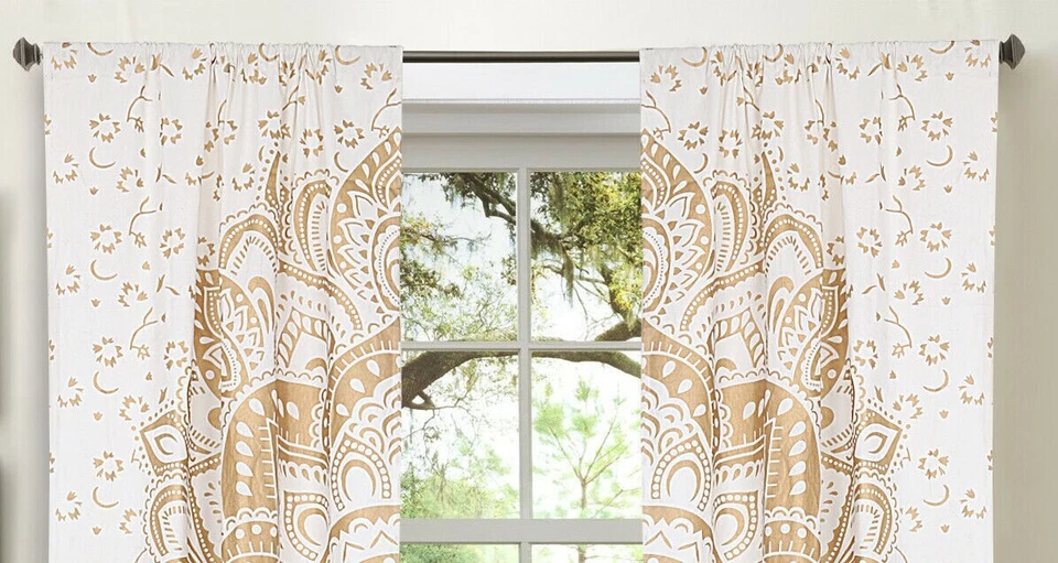 Tapiz Cortina Mandala Pared Ombre Dorado Hippie Indio Colgante Tiro Bohemio Foto 2 de 3