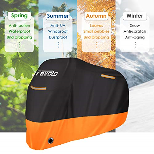 Favoto Motorcycle Cover All Season Universal Weather 210D Material