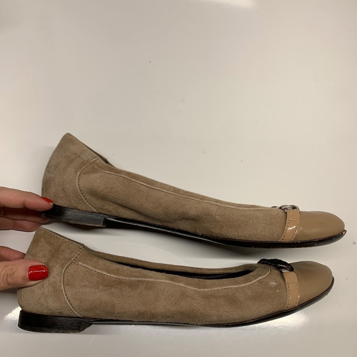 AGL Attilio Giusti Liombruni Brown Suede Silver Toe Ballet Flats