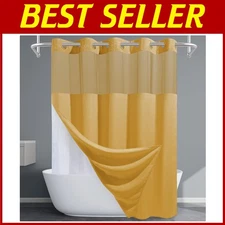 Modern Gold Hotel Shower Curtain - Adjustable Snap-in Liner