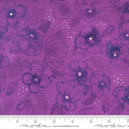 Pansys Posie, Plum Bundle of 5 prints from Robin Pickens 1/2-Yards Total 2.5 yds - Picture 3 of 6