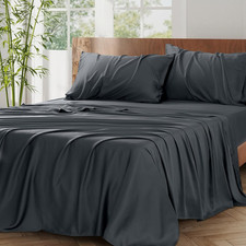 Cooling Queen Sheet Set, 100 Bamboo, 4-Piece, Charcoal, 16" Deep Pockets