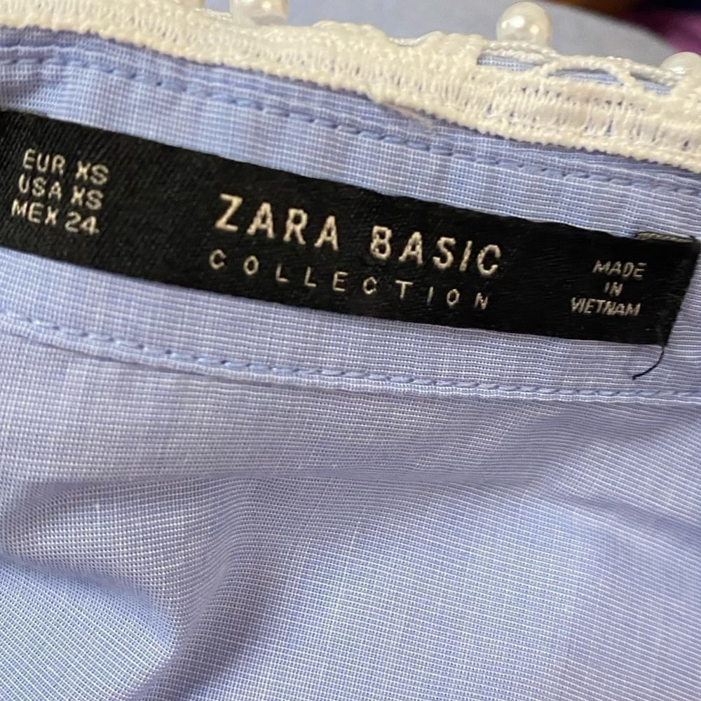 ZARA BASIC COLLECTION Light Blue Button Down Shir… - image 7