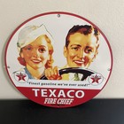 VINTAGE TEXACO FIRE CHIEF DRIVER OIL MOTOR GASOLINE PORCELAIN SIGN — photo 1