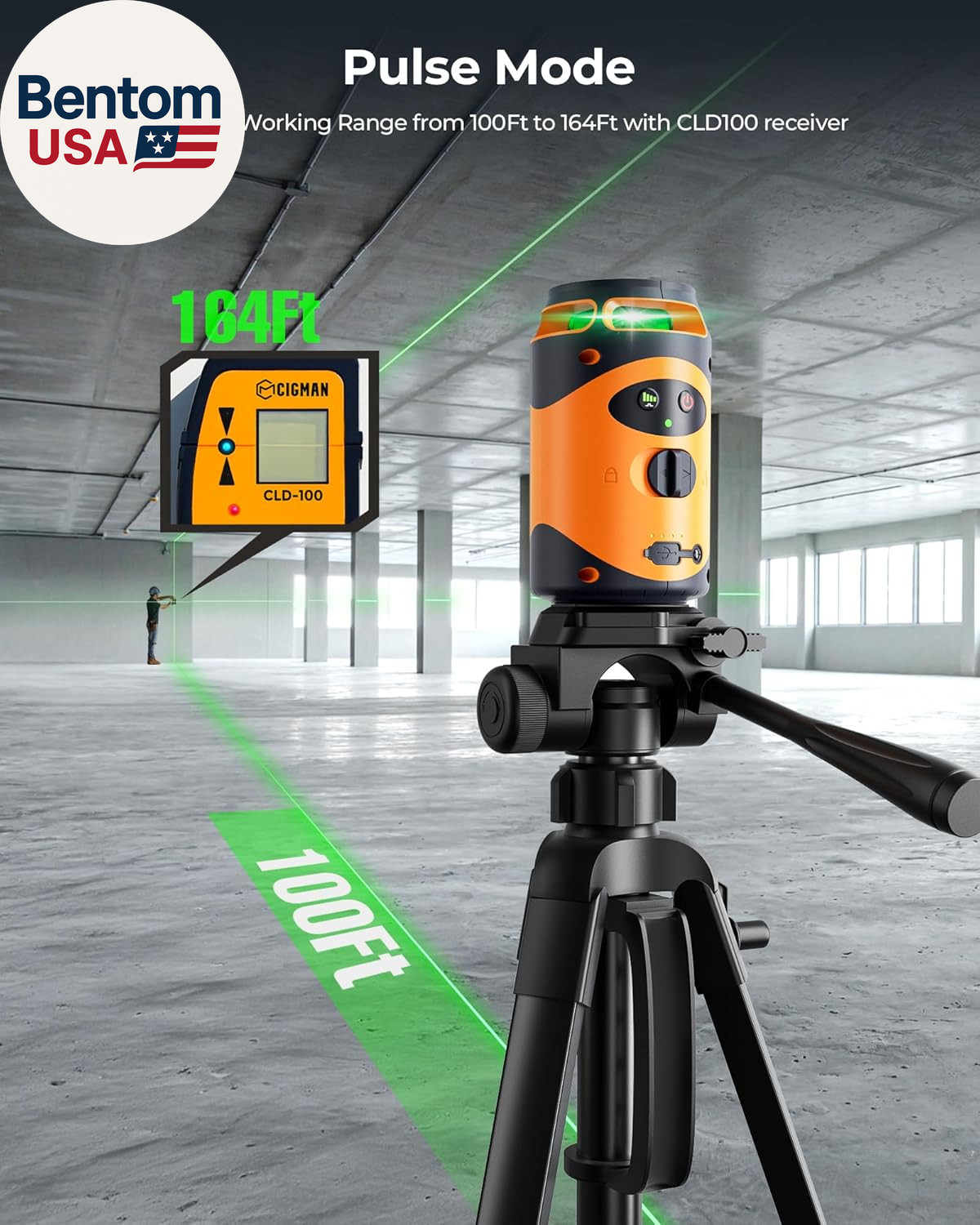 360° Laser Level with Tripod, Green Self Leveling Cross Line Laser, 100Ft Laser