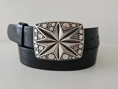   umjuBELT silber Gürtelschnalle POINT STAR Gürtelschließe Buckle 8x6,5 cm