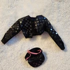 Vintage 1991 Mattel Rappin Rockin Barbie Sequined Black Jacket & Hat