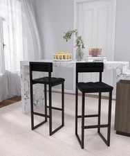 Bar Stools Set of 2, 27" Counter Height BarStools with Back and Footrest, Uph...