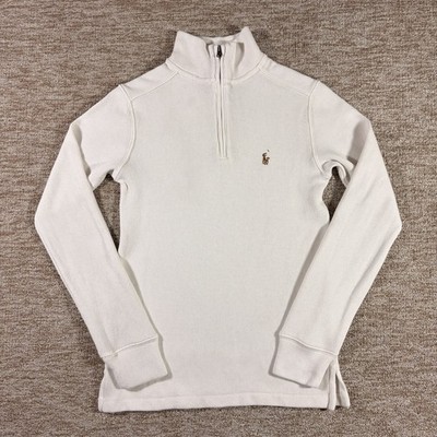 Polo Ralph Lauren Jungen Pullover weiß Viertelreißverschluss M 10-12 Jahre 150 Baumwolle