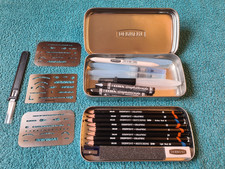 Derwent, Graphic Drawing/Pencil set, Aquash Brushes, Stencils, in a metal tin