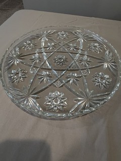 Anchor Hocking EAPC Star of David Clear Glass Platter 13” Tray Vintage