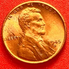 1945-S Lincoln Wheat Cent Penny GEM RED BU From an Original Bank Roll