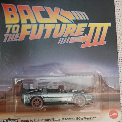 Hot Wheels Back to the Future Time Machine 50's 1:64 Diecast Car Silver Brown 1 