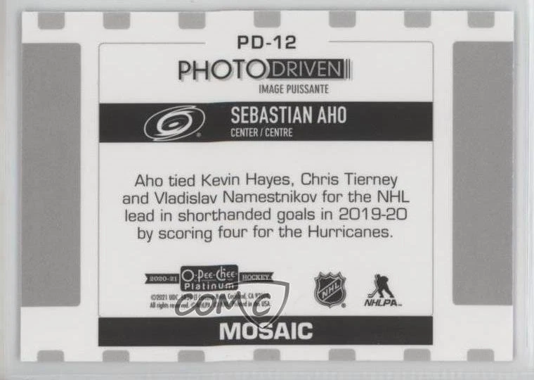 2020-21 O-Pee-Chee Platinum Photo Driven Mosaic Sebastian Aho #PD-12 - Image 2 of 2