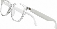 White AI Smart Glasses with Real-Time Translation and Bluetooth Audio - White