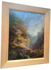 FOREST IN AUTUMN - PLEIN AIR OIL PAINTING - WARM LIGHT - IMPRESSIONIST SIGNED