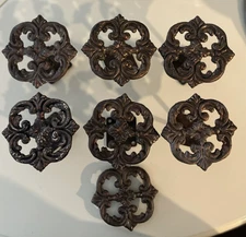 Vintage Set 6 Cast Iron Curtain Tie Backs Wall Mounted Rococo Style