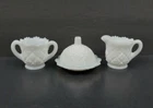 Vintage Westmoreland Miniature Children's Milk Glass Creamer Sugar Butter Set