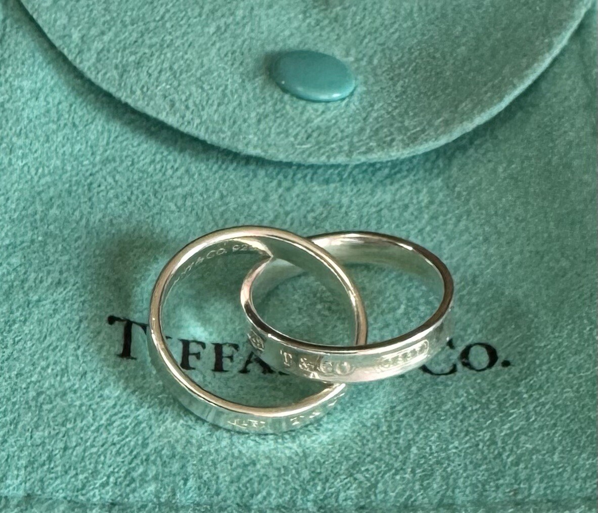 Size 4 Tiffany 1837 Interlocking Double 2 Band Rolling Ring