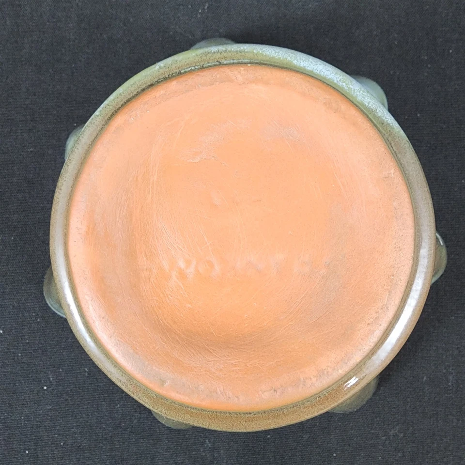 Maceta acanalada Frankoma Plainsman Woodland Musgo cuenco de cerámica azul marrón verde Foto 4 de 4