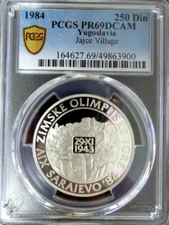 PCGS PR69 Yugoslavia 1984 Jajce Village Silver 250 Din Almost Perfect PF