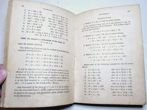 1881 - Elements Of Algebra - Joseph Ficklin - Barnes' New Mathematics Textbook - Picture 11 of 14