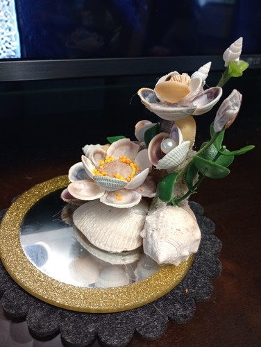 5"/4,5" Handmade seashells Flowers with a real Florida seashell - Picture 4 of 5