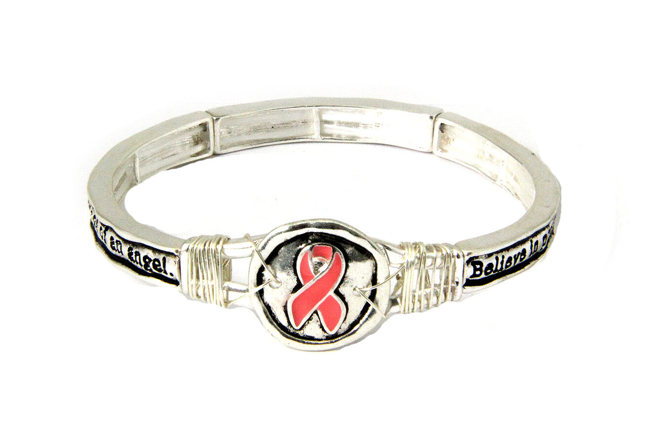 4031335 Pink Ribbon Breast Cancer Awareness Stretch Bracelet Wrap Wings of Angel