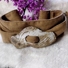 Vintage Hand Made Belts Stoneware and Linen Rare Find Unique Women Rare Belt
