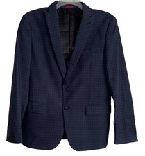 John Varvatos Men s Blazer Jacket 42R Navy Blue Checks Stretch Fit 2 Button