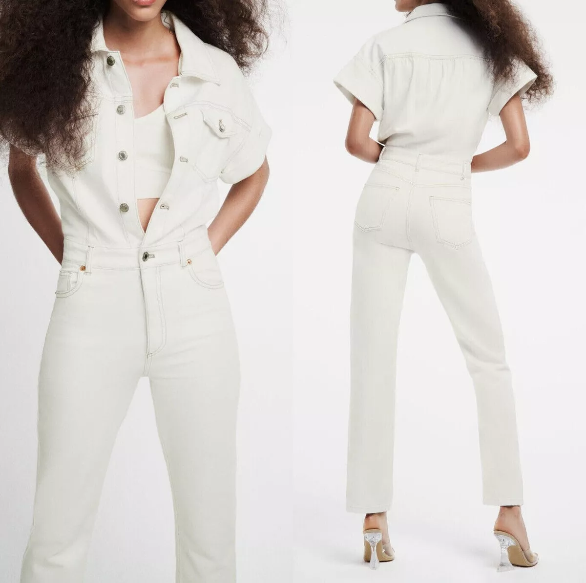 White deals jean jumpsuit