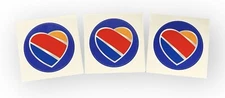 Set 3 stickers " HEART SOUTHWEST AIRLINES LOGO " Pvc 3" x 3" - Around