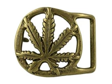 Solid Brass Marijuana Hemp Leaf Belt Buckle Fits 1-3/4"(45mm) Wide Belt