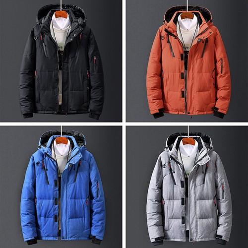 Hombres Chaqueta de Plumón de Pato Capucha Desmontable Parka Abrigo Prendas exteriores Agujero para el Pulgar Cálido - Imagen 4 de 17