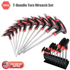 10x T Handle Wrench Set Torx Star Key 2 Drive Ends Auto Bike Repair Tool T9-T50