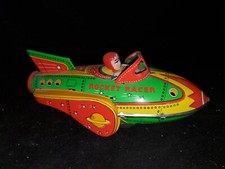 Classic TIN ROCKET RACER - 7.5" Green Friction Toy / 2001 Schylling KR