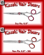 Kissaki 6.0" Hair Cutting Scissors  36 tooth Thinning Shears Satin Finish Combo