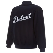 MLB Detroit Tigers JH  Design Wool Reversible Jacket  Navy Embroidered Logos