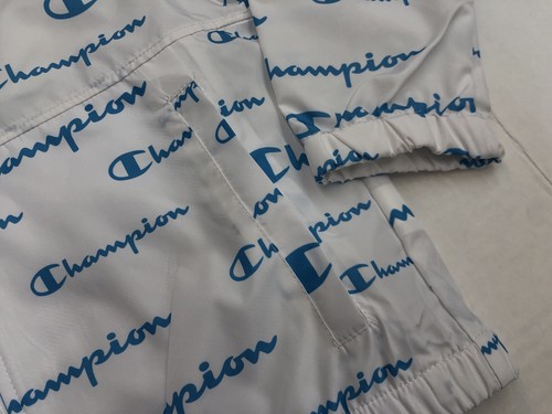 New! Champion Big Boys Allover Logo Script Windbreaker white/blue size 5/6/7 - Picture 7 of 9