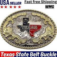 Texas State Map Flag Western Rodeo Cowboy Cowgirl Belt Buckle Hebillas Vaqueras