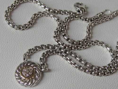 $795 DAVID YURMAN 18K GOLD ,SILVER DIAMOND COOKIE NECKLACE - Picture 4 of 5