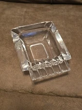 Vintage Tobaciana Glass Ashtray Clear Rectangular Cigarette/Cigar MCM 5x3.5
