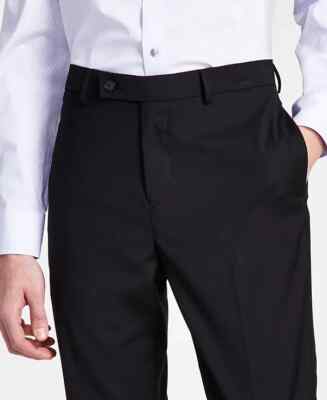 calvin klein men's slim fit performance dress pants Calvin Klein Mens Slim Fit Plaid Performance Dress Pants Grey 40 x 30 –  Bristol Apparel Co main image 1